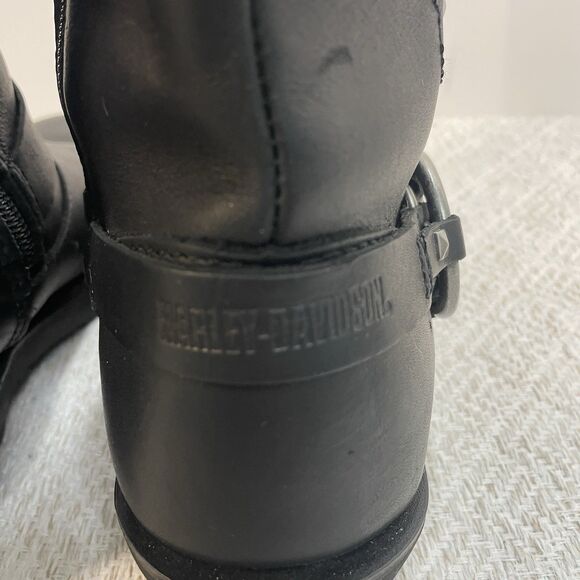 Harley Davidson Womens 8M Black Harness Leather Chunky Strap Studded Biker Boots - Picture 8 of 13
